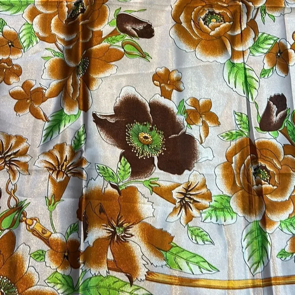 Vintage Floral Scarf Yalo Dala London Mode Pink Brown Green